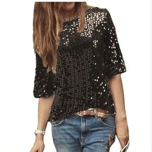 J CREW  Sequined  Boatneck Top